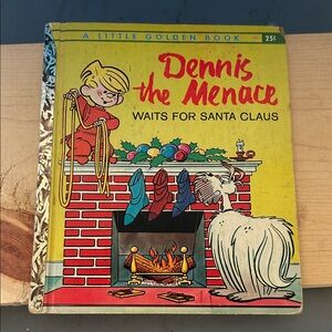 Dennis the Menace Waits for Santa Claus - Little Golden Book - Yellow Cover